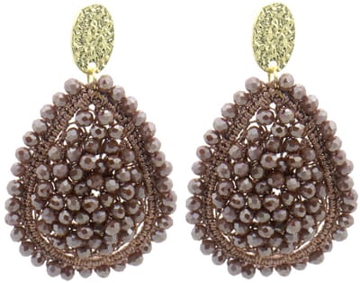 Dames Oorbellen - Bruin / Goud - Met Facet Geslepen Glaskralen - Elegant en Opvallend - 7x4cm