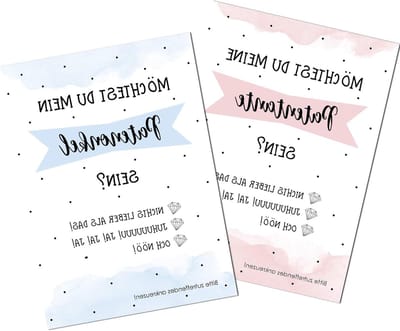 Ansichtkaarten Peetouders Vragen - Peetoom Patentante Kaarten - Vragen Peetouders - Om Aan Te Kruisen - DIN A6 - Roze Blauw