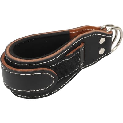 Enkelband Koeienhuid Polsband Haak en Lus D-ring Comfort Manchet Bevestiging voor Workout Gym Kabel black