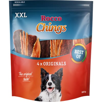 2x900g Chings XXL Mix: kippenborst, eendenborst, rund Rocco Hondensnacks