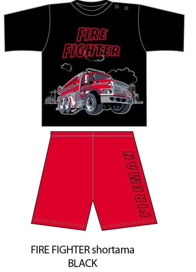 Fun2wear - baby - kinder - tiener - Brandweer / Firefighter - shortama / pyjama - zwart - maat 62