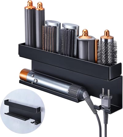 Föhnhouder Muur Zonder Boren, Stijltang Houder, Föhn Houder voor Stijltang Krultang Styler Accessoires, Föhnhouder Muurbevestiging, Föhnbevestiging Bad Krultang Houder (Zwart)