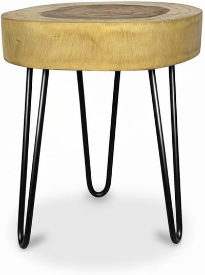 Ronde Plaat Tafel - Bijzettafel Hout - Woonkamer Decoratie - Unieke Live Edge - 45x35 cm - Natuurhout