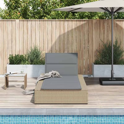 vidaXL - Ligbed - met - zwevend - kussen - poly - rattan - beige