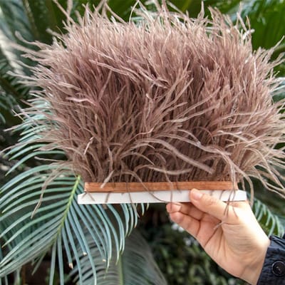 Veer 1 Meter Echte Struisvogelveren Rand Franje 8-10CM Decoratie Pluimen Lint voor Bruiloft Feestjurk Kleding Naaiben Accessoires 8-10cm 1meter diepe koffiekleur