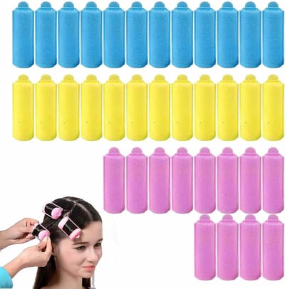 Krulspelden set - 36 stuks - 12 roze, 12 blauw, 12 geel - geschikt voor alle leeftijden - ShopVlot