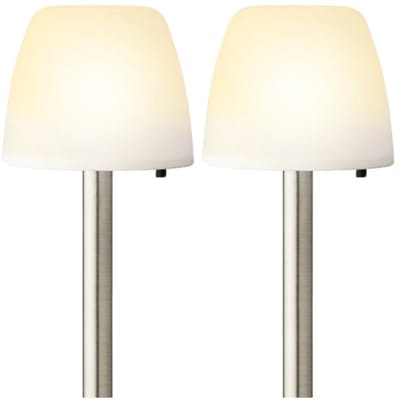 Set van 2x stuks solar tuinlamp/prikspot schemerlamp op zonne-energie 28 cm - Prikspots tuinverlichting