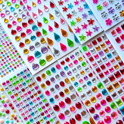 zelfklevend, 2225 stuks, strassteentjes, glitterstenen om te knutselen, diamanten, kralen om te plakken, 12 vellen glitterstickers, 100 stuks dubbelzijdige plakpunten