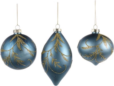 Goodwill Kerstbal Glas Blauw D 8 cm Voordeelass. Per 3 Stuks