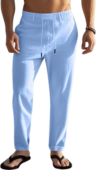 Livano Linnen Broek Heren - Zomerbroek - Volwassenen - Lange Broek - Pantalon - Strandbroek - Zomer - Ibiza Stijl - Lichtblauw - Maat XXXL