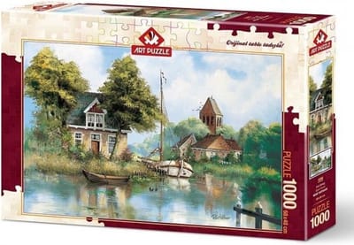 Back Home Legpuzzel 1000 Stukjes – Landschap met Water en Huisjes – 68 x 48 cm