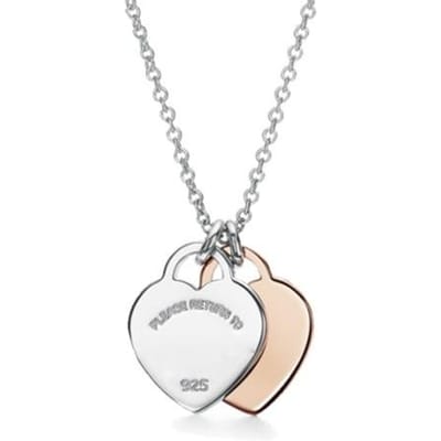 Tiff 925 Sterling Zilver Dames Ketting Dubbele Liefde Hanger Origineel Ontwerp Met Officieel Logo Kerstcadeau 50cm zwart