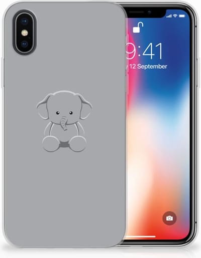 Apple iPhone X | Xs Telefoonhoesje met Naam Grijs Baby Olifant