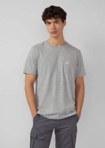 s.Oliver - male - T-shirt in vlamgarenstructuur met borstzak