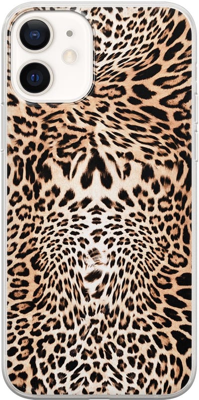 Leuke Telefoonhoesjes - Hoesje geschikt voor iPhone 12 - Animal print - Soft case - TPU - Luipaardprint - Bruin