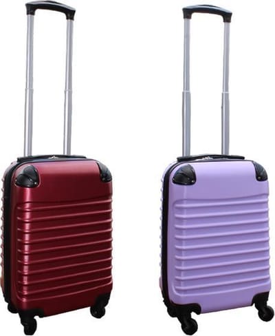Travelerz kofferset 2 delig ABS handbagage koffers - met cijferslot - 27 liter - bordeauxrood - lila