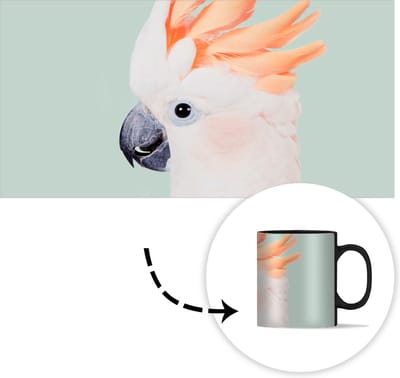 Magische Mok - Foto op Warmte Mokken - Koffiemok - Kaketoe - Dieren - Natuur - Wit - Magic Mok - Beker - 350 ML - Theemok