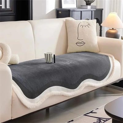 Nordic Gebogen Chenille Bankmat Antislip Bankhoezen voor Woonkamer Luxe Pluche Onregelmatig Bankkussen Thuisbescherming A 90x90cm 1PC