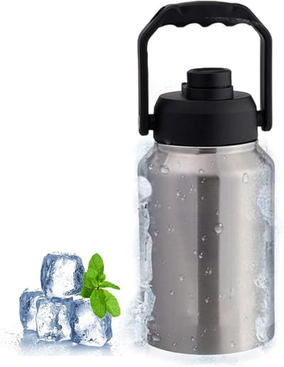 Geïsoleerde Ijsbeker - Drankkoeler - Buitenactiviteiten - Stevig Dubbelwandig - 2 Liter - Grijs