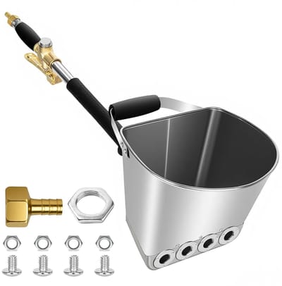 Cement Mortel Spuitpistool van RVS - 72 cm Lange Handgreep - 4 Liter Reservoir - zonder Losse Spuitmonden - voor Pleister Beton Kalk en Stucwerk - Geschikt voor Compressor en Luchtpomp