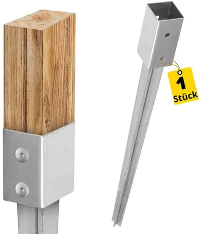 Dailygoods- Paaldrager 45 x 45 mm - Grondanker - Grondpen - Steunpoot - Inslaghuls - Metalen Grondpennen - Paalsokkel
