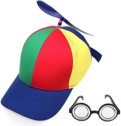 Propeller Hoed - Helikopter Pet - Feestelijke Fun - Met Nerdy Bril - 20 cm Hoog - Kleurrijk