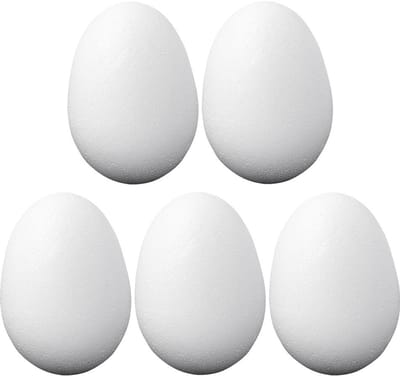 mit Herz | piepschuim eieren | 5-pack | 10 cm hoog, Ø ca. 7 cm | onbewerkte stukken om te knutselen