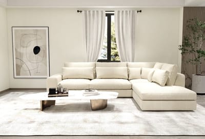 hoekbank martino- lounge rechts- corduroy ribstof beige- hoeksalon rechts