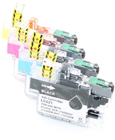 ABC huismerk set 4x inkt cartridge geschikt voor Brother LC421 LC421VAL geschikt voor DCP-J1050DW DCP-J1140DW MFC-J1010DW