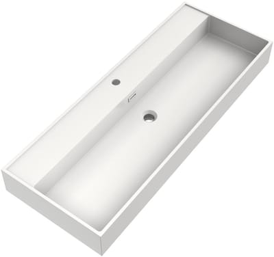 Brauer Gravity Wastafel - 120 cm - met 1 Spoelbak en 1 Kraangat - Mineraalmarmer Zijdeglans Wit