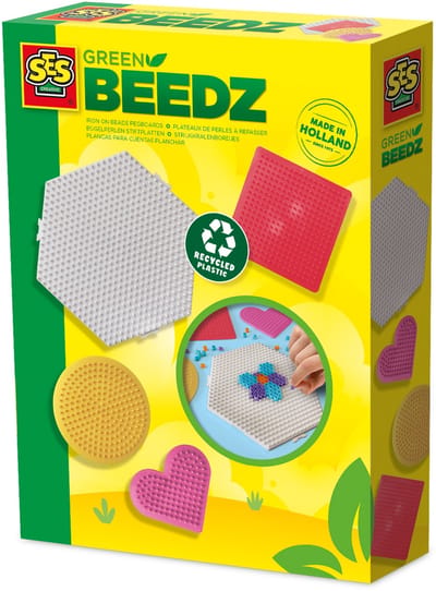 SES Creative - Green Beedz - 4 Strijkkralen Grondplaten - Gerecycled Materiaal - Duurzaam - Vanaf 5 Jaar