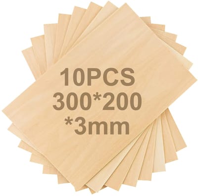 Dailygoods- Multiplexhouten Plaat 10 Stuks - Knutselhout - Houten Plaat - Multiplexplaten 300 x 200 x 3 mm - Balsahout - Ideaal voor Modelbouw - Houtplaat