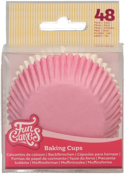 FunCakes Baking Cups - Roze, Wit - 48 Stuks - Cupcake Vormpjes Papier