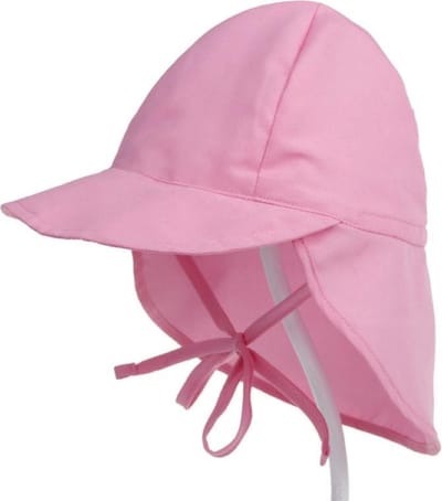 Schattige Vakantie Zonnehoed nekflap Rose – Zomerhoedje met strikbandje | Baby – Peuter – Kinderen | 0 – 3 jaar | UV Werend | Verstelbaar | Zonneklep – Nek Beschermd | Strandhoedje - Zomer Accessoire | Voor op de fiets of onderweg! | DH Collection