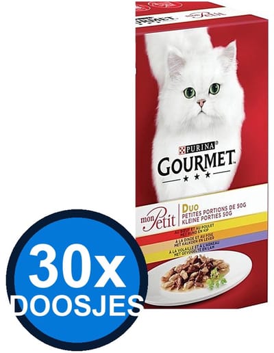30x Gourmet - Mon Petit Duo Vlees 6x50g - Kattenvoer Natvoer - 300g