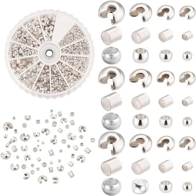 1640 Stuks 1.5~3mm Messing Tube Shrink Kralen en Knoop Covers voor Sieraden, Earring, Armband en Ketting DIY