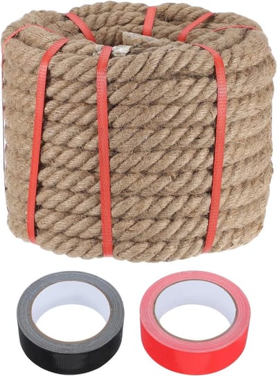 Jute touw 2,5 cm x 20 m, dik en natuurlijk, ideaal voor knutselen, tuinprojecten en schommels