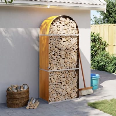 Houten rek voor buiten | Houtopslag voor open haard en kachel | Ruimtebesparend en weerbestendig | 80 x 45 x 190 cm