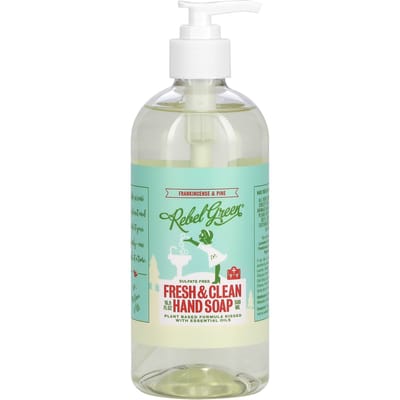 Rebel Green, Fresh & Clean Hand Soap, Frankincense and Pine, 16.9 oz (500 ml) white