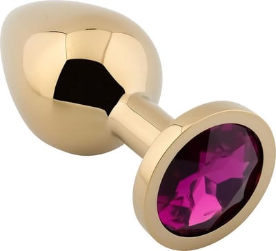 Banoch - Buttplug Aurora purple gold Small - gouden Metalen buttplug - Diamant steen - paars
