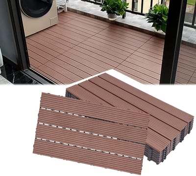 Terrastegels Kliksysteem - Balkon Vloerbedekking - Buiten Leven - Weerbestendig Drainage - 30x60cm Per Stuk - Houtlook Bruin