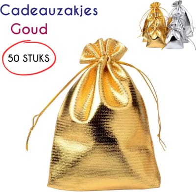 S4D® - Cadeauverpakkingen - Luxe Cadeauzakjes - Geschenkzakjes - uitdeelzakjes - 50 STUKS! - 10x15 CM - Goud - Maak Van Ieder Cadeau Een Waar Kunstwerk