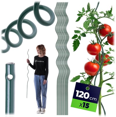 KADAX spiraalstok van gecoat staal 120 cm x 6 mm, plantenstok 15 st.