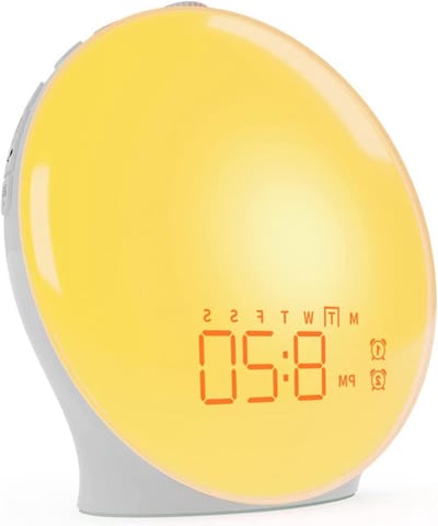 Wake Up Light - Wekker met Licht - Rustig Wakker Worden - Zonsopgang Simulatie - 17 cm - Wit