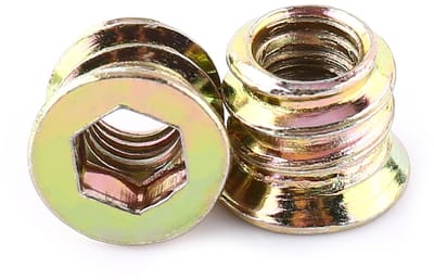 Dailygoods- Inzetmoeren 20 Stuks - Zeskantendraaivorm - Verzinkt Koolstofstaal - Voor Houten Meubilair - Eenvoudige Installatie - M6*10mm - Schroefmoeren