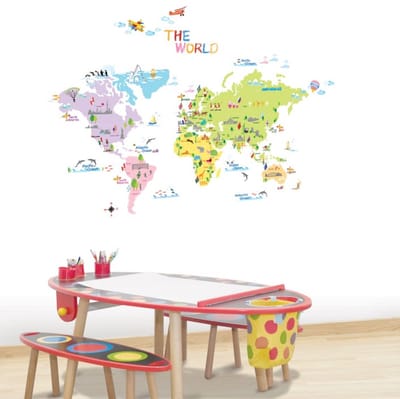 Decoratieve muurstickers met wereldkaart voor kinderen