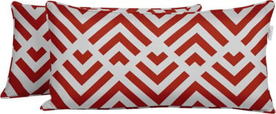 Lumbale Kussens - Set Van 2 - Buiten Gebruik - Waterafstotend Materiaal - 12x18 Inch - Abstract Rood