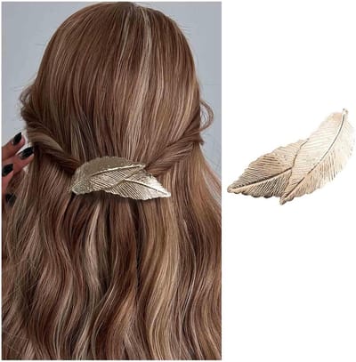 Grote Gouden Metalen Haarspeld Clip - Minimalistische Blad Haaraccessoire voor Dames