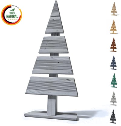 Floranica houten kerstboom natuurlijke hout den 60x27 cm kerstdecoratie houten boom van larikshout handgemaakt klein grijs