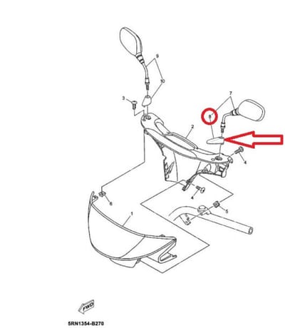 Accessoire origine pour Scooter Yamaha 50 JOG 2006 5RN-F629T-00 / gauche Neuf